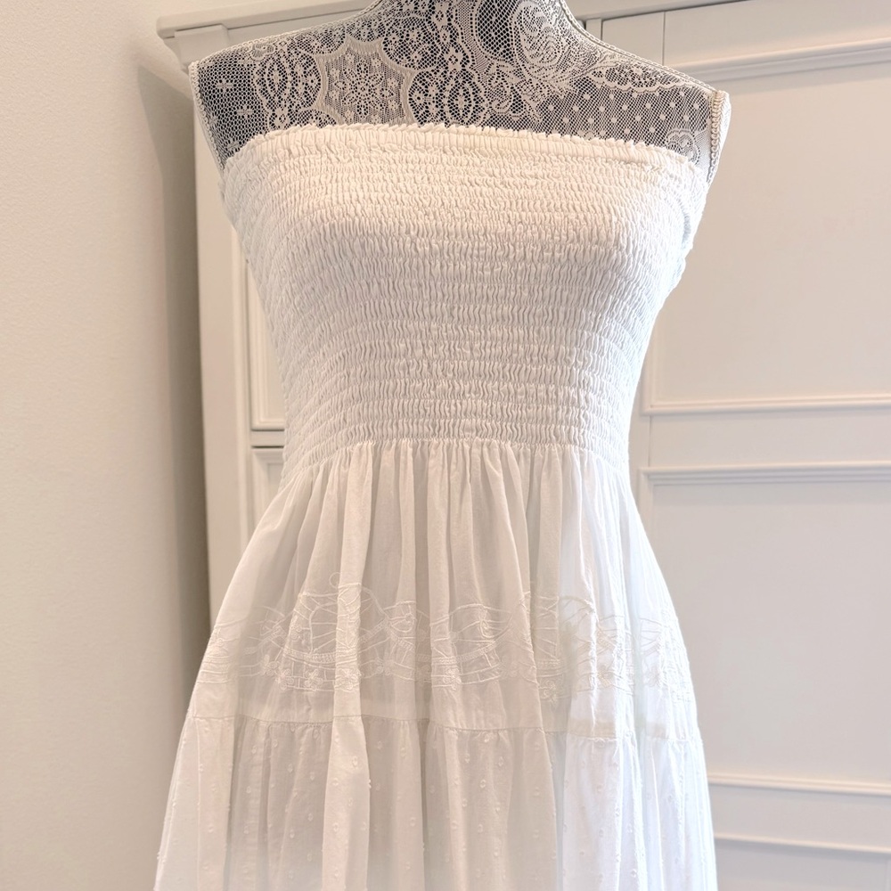 SOLD - Speed Control Y2K Vintage White Crop Top Sundress - Picture 2 of 4